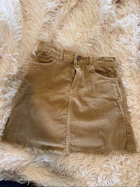 Corduroy A-Line mini Skirt in Tan